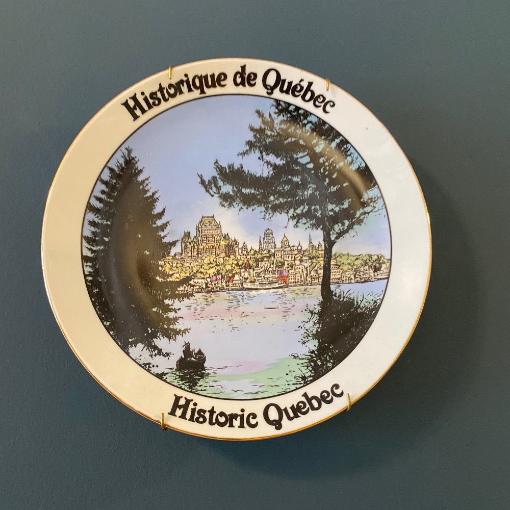 Vintage Old Quebec City Souvenir Plate - Chateau Frontenac, St Lawrence River